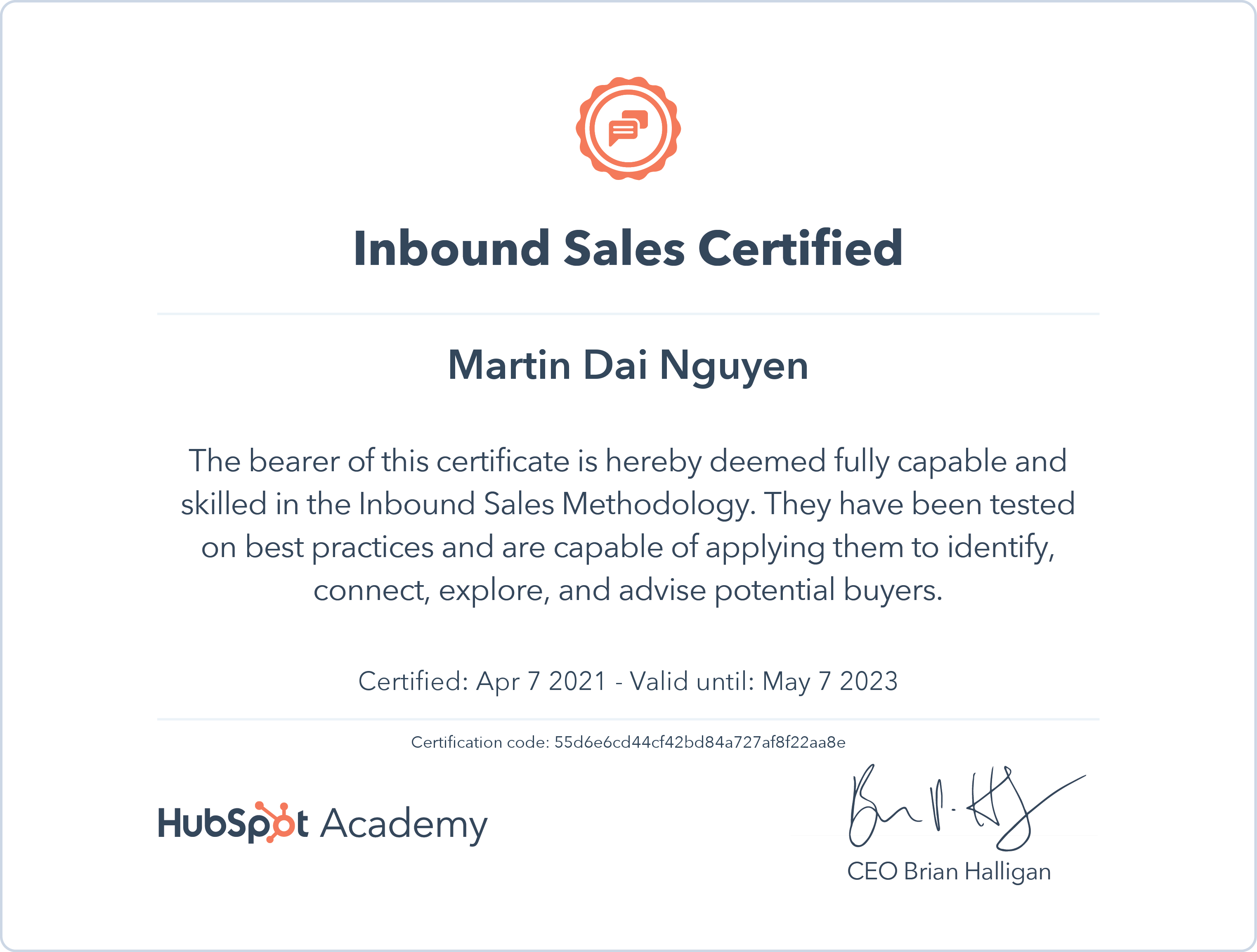 HubSpot Inbound Sales Certified