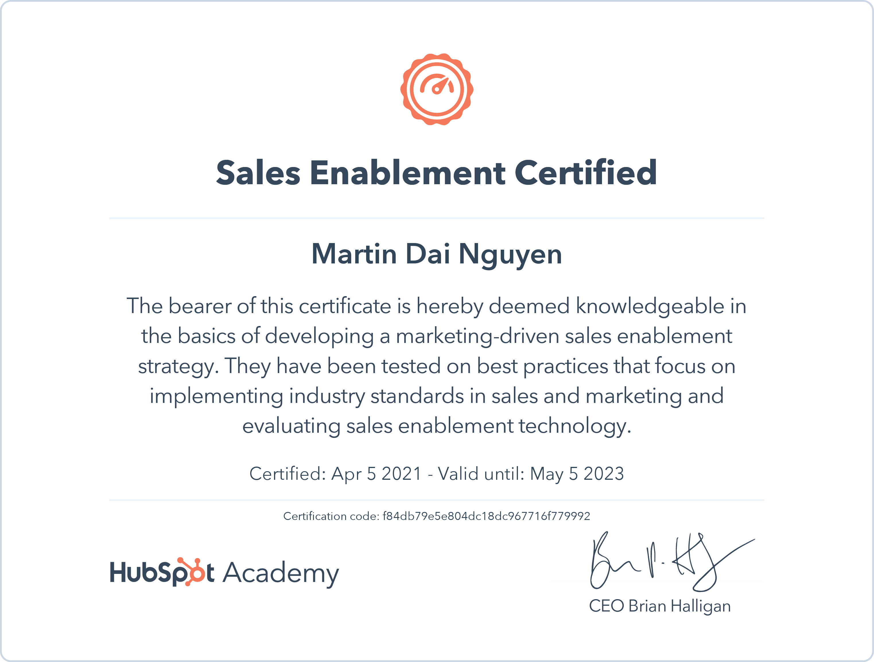 HubSpot Sales Enablement Certification