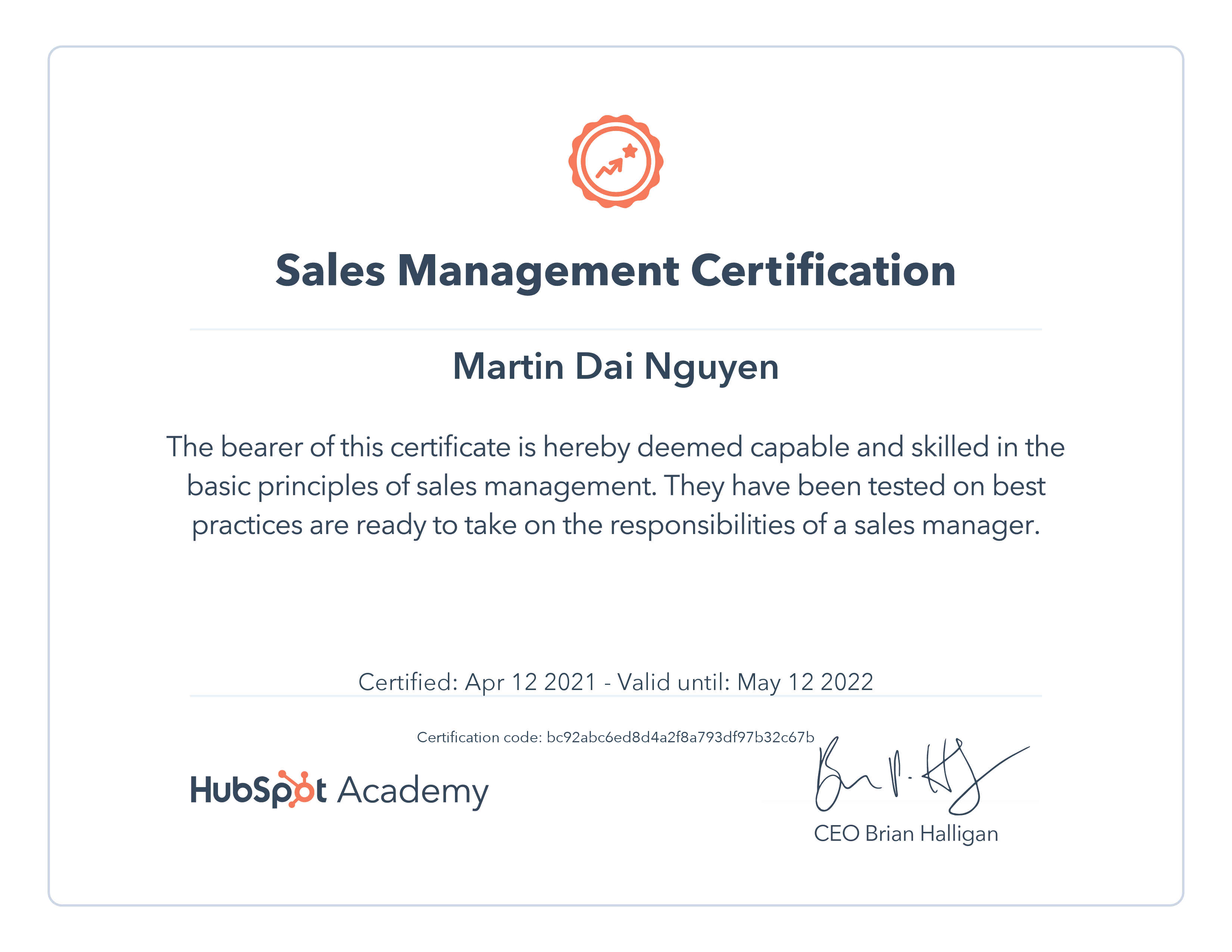 HubSpot Sales Management Certification