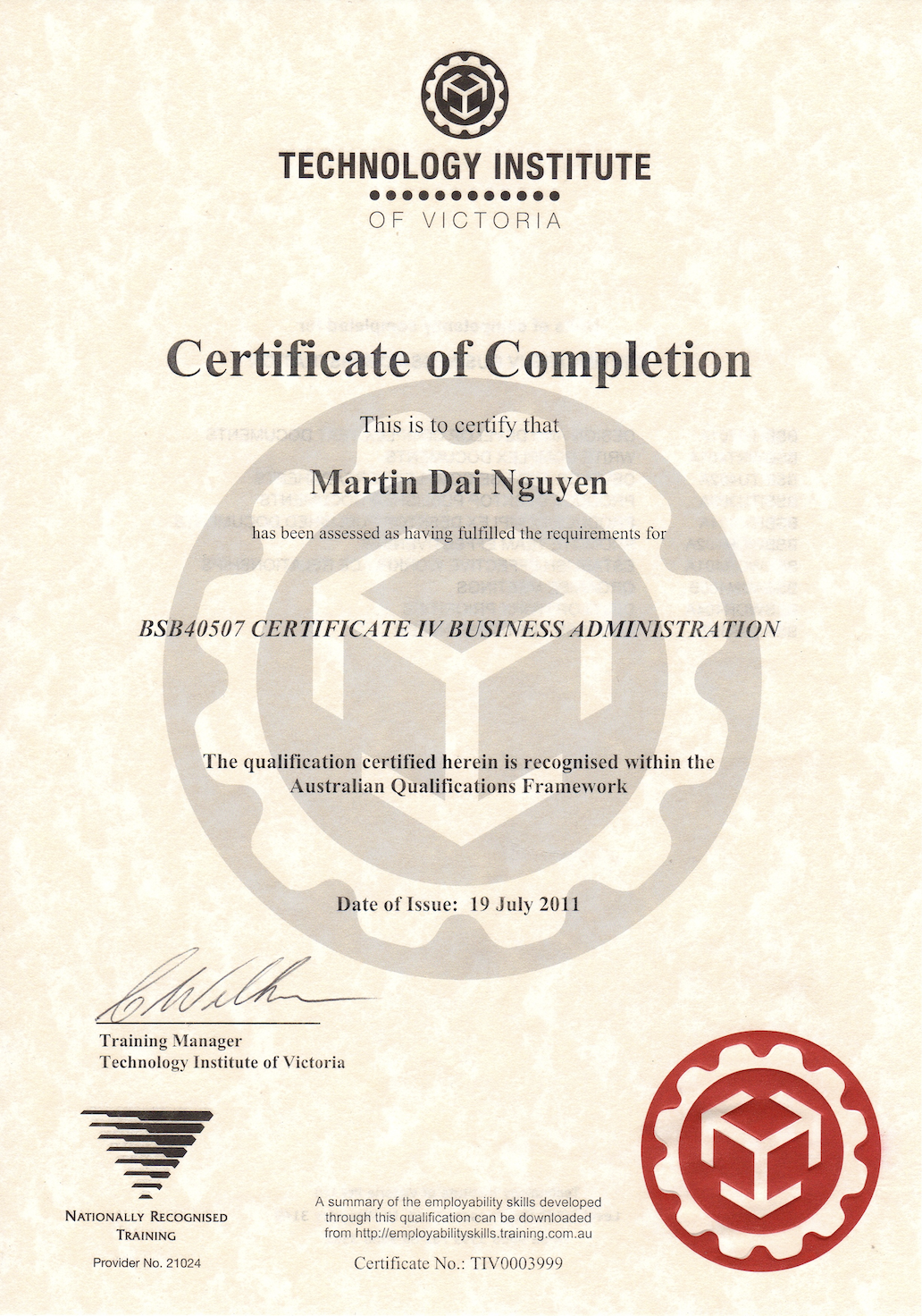 Certificate IV in Business Administration (BSB40507)