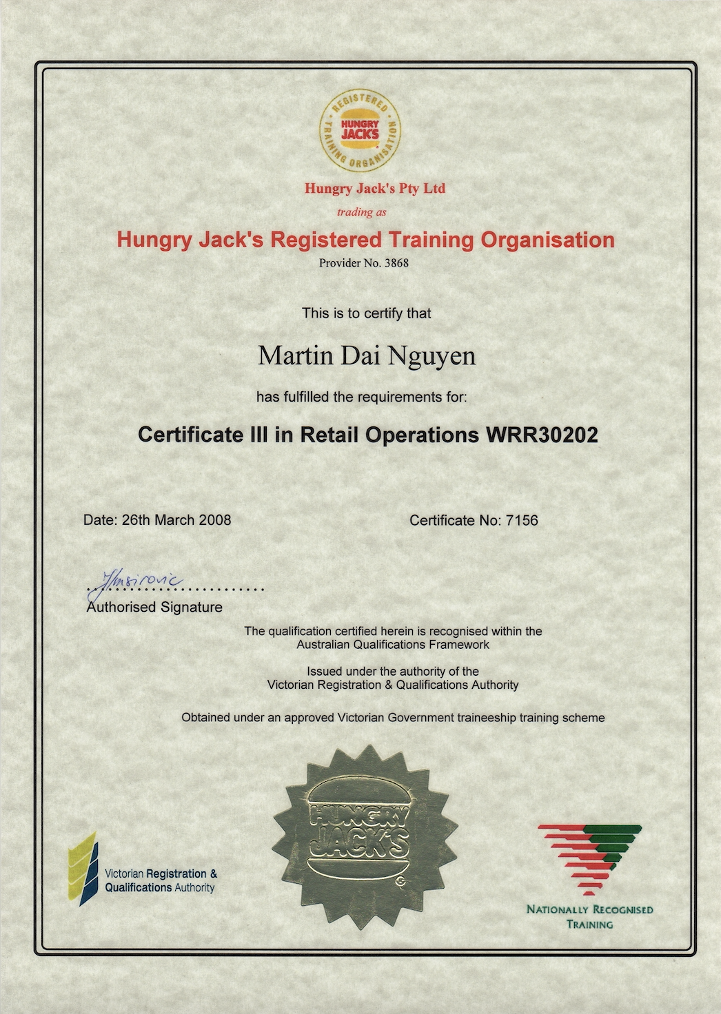 Certificate III in Retail Operations (WRR3020)