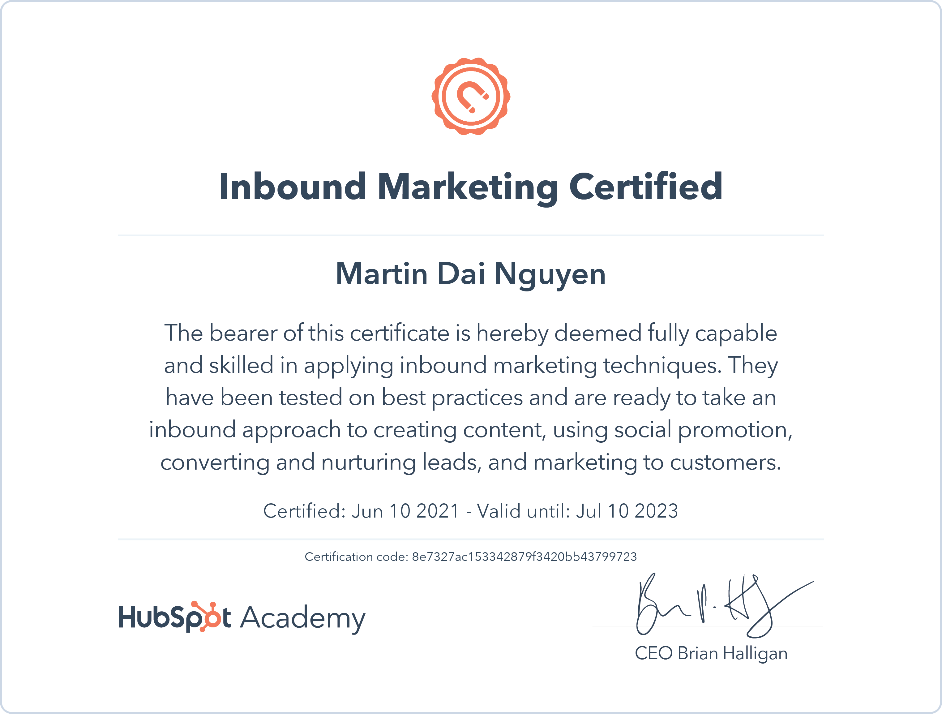 HubSpot's Inbound Marketing Certificate