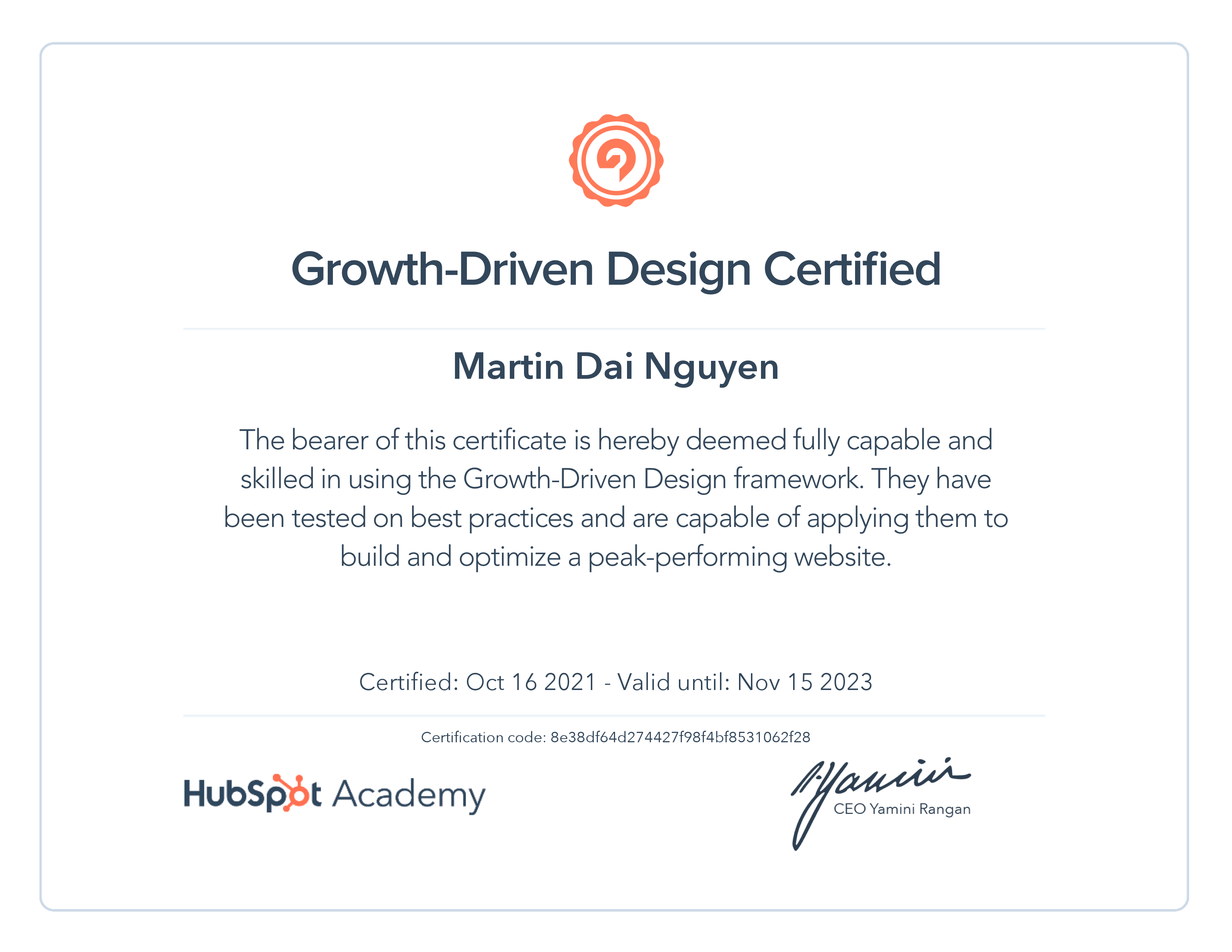 HubSpot Academy's Growth-Driven Design Certification